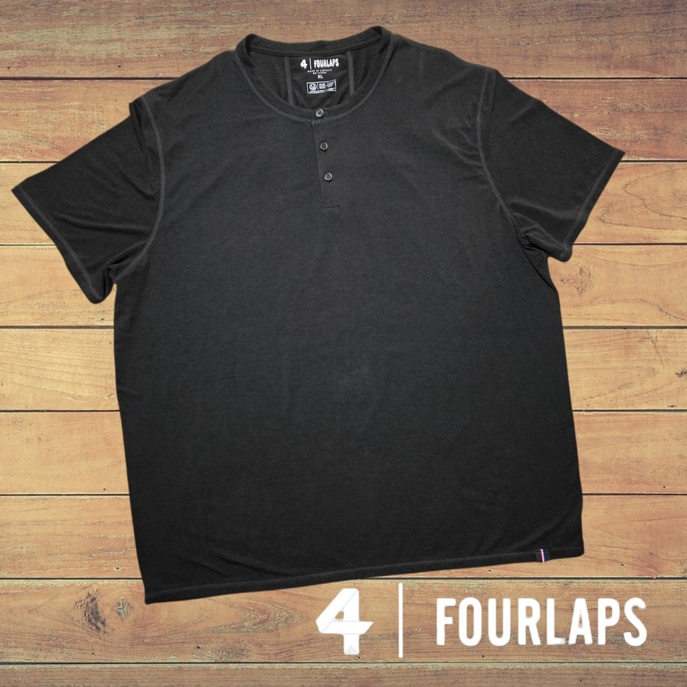 Fourlaps Mens Radius Re-Up Short Sleeve Henley Black‎ XL